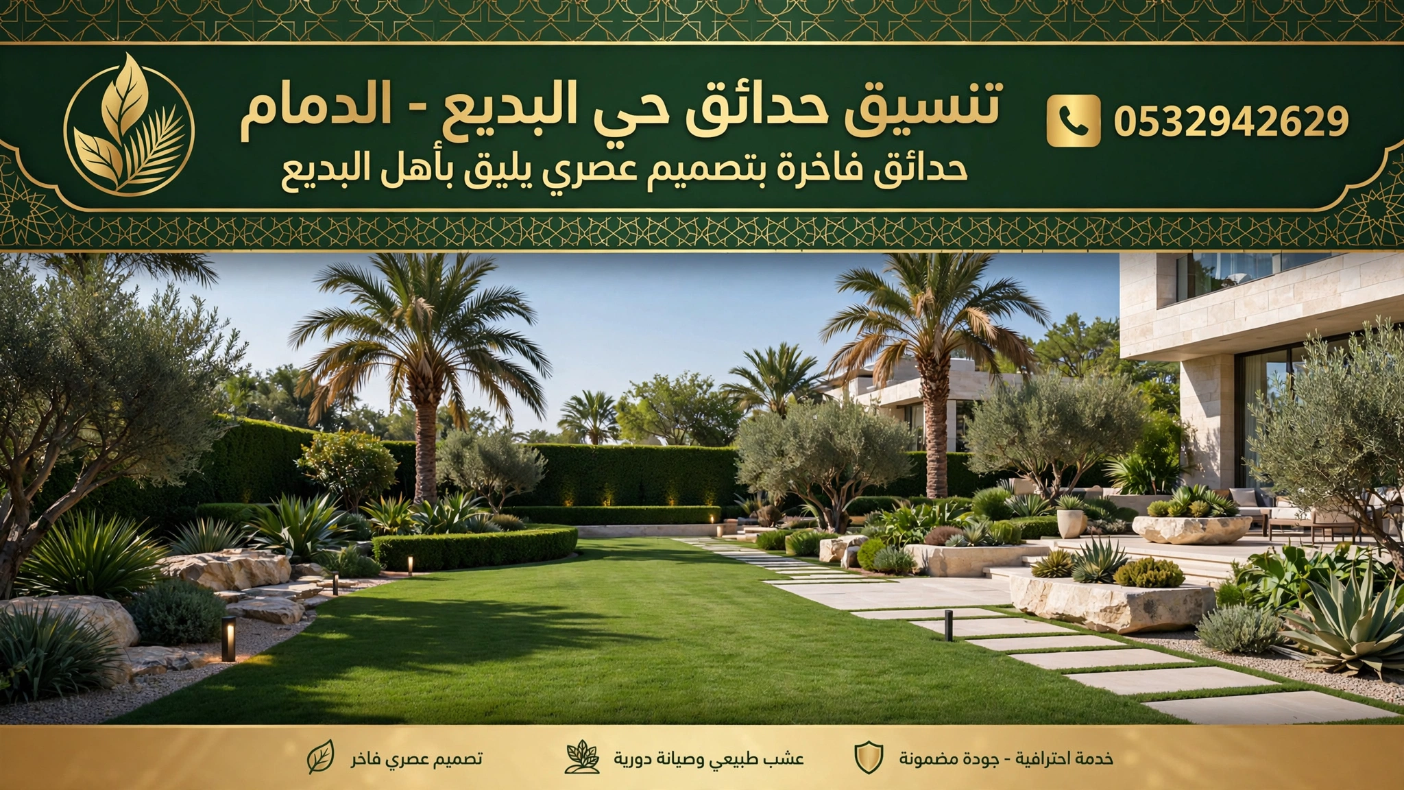 تنسيق حدائق حي البديع الدمام 0532942629 – حول حوشك الكبير لاستراحة عائلية بدون إيجار شاليه