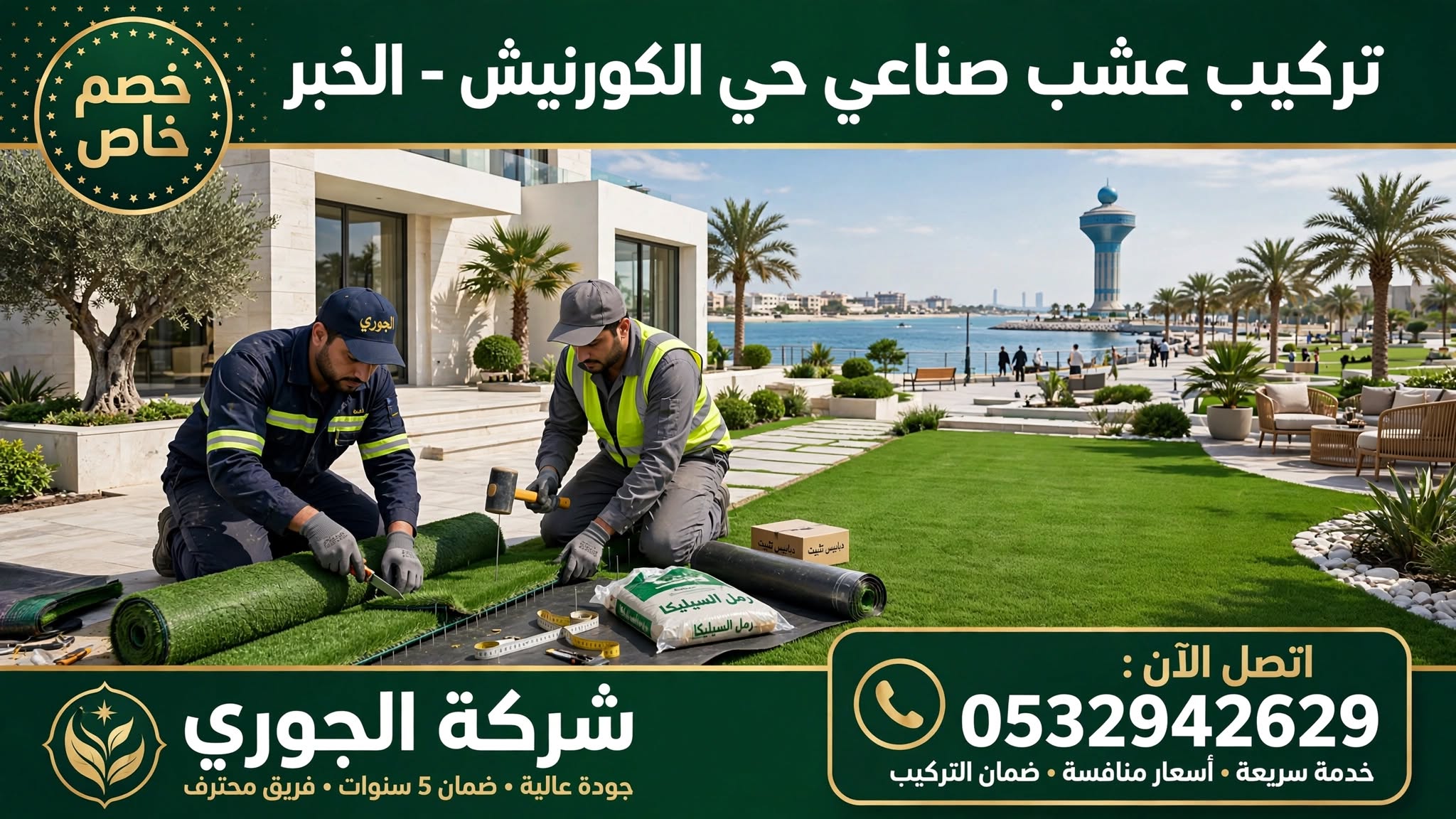 تركيب عشب صناعي حي الكورنيش الخبر 0532942629  الجوري