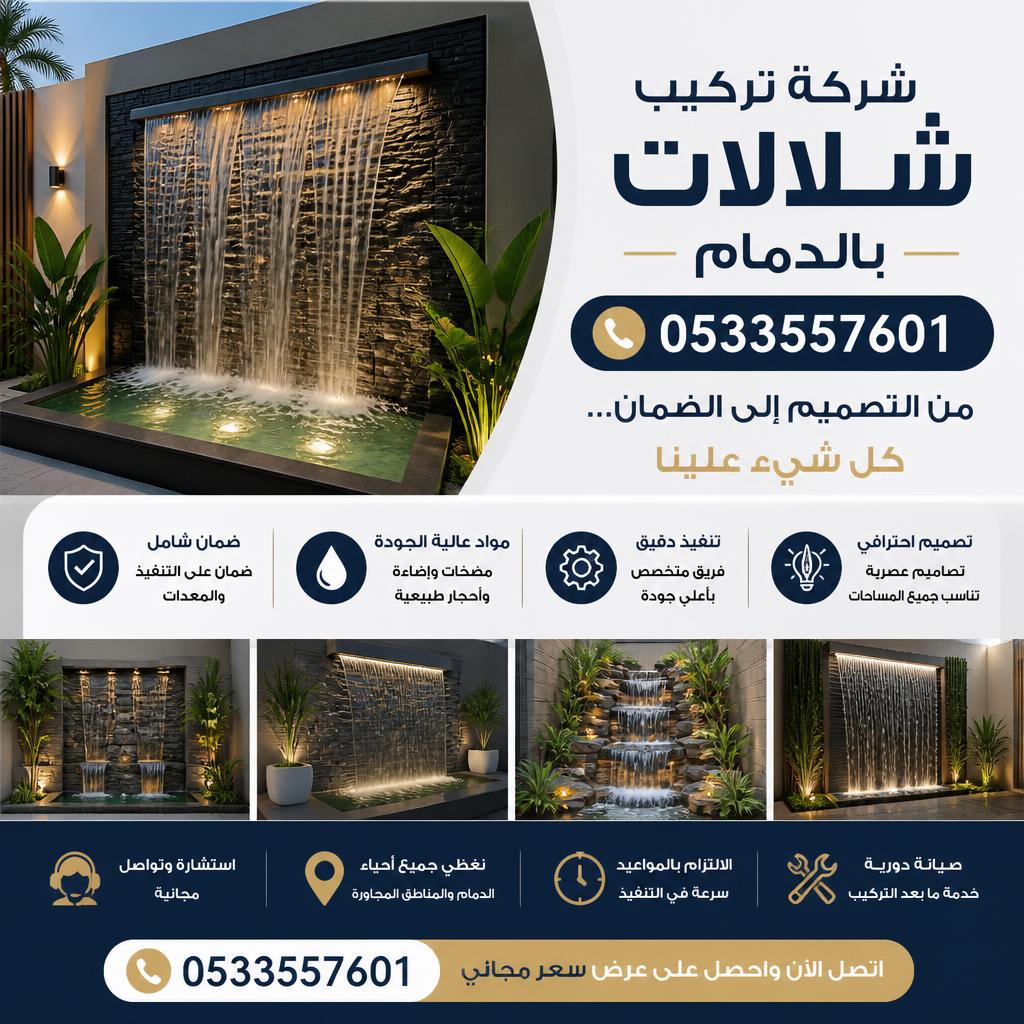 شركة تركيب شلالات بالدمام0532942629| من التصميم إلى الضمان… كل شيء علينا