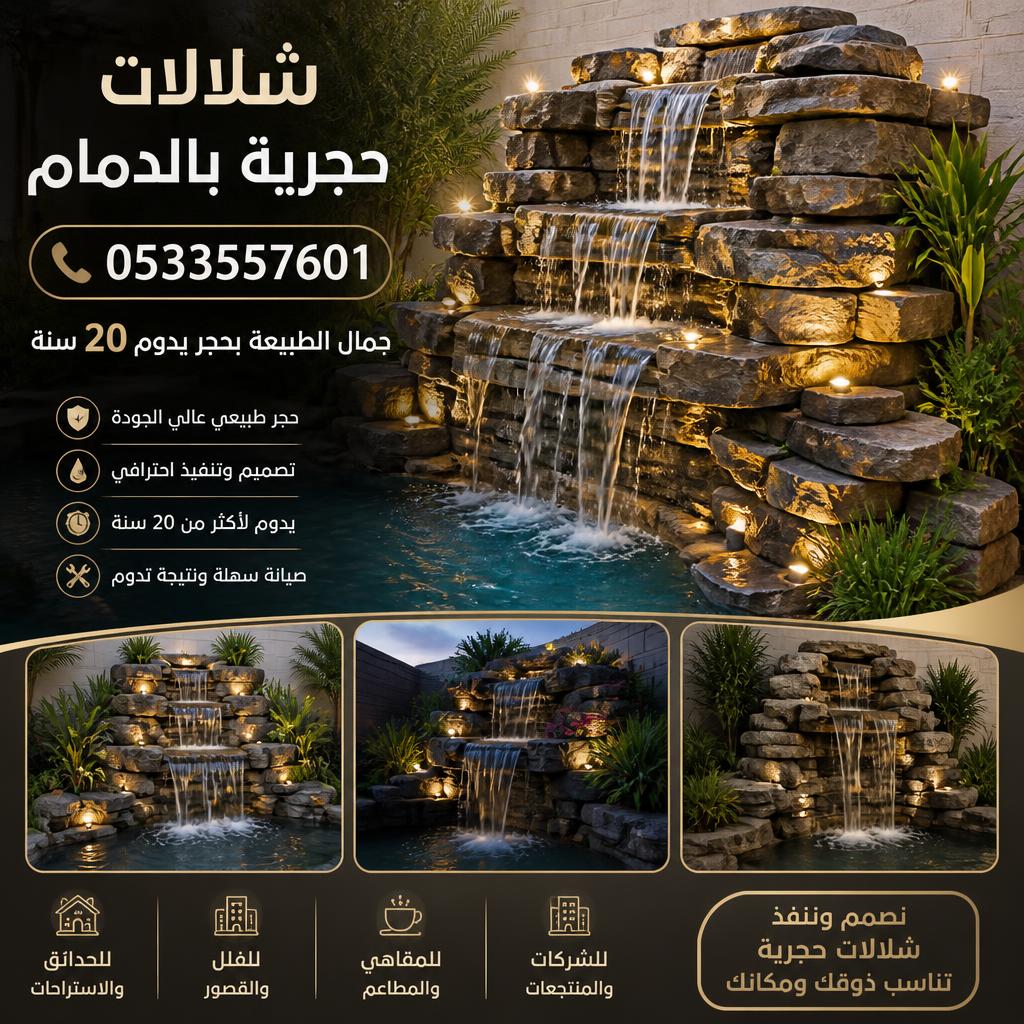 شلالات حجرية بالدمام0532942629| جمال الطبيعة بحجر يدوم 20 سنة