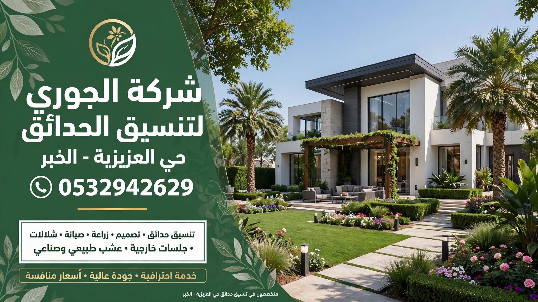 تنسيق حدائق حي العزيزية الخبر 0532942629 | شركة الجوري لتنسيق الحدائق